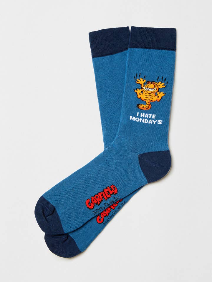 BeGarfield Hate Mondays Blue - 100% Organic Cotton Socks for wholesale by BESOCKS