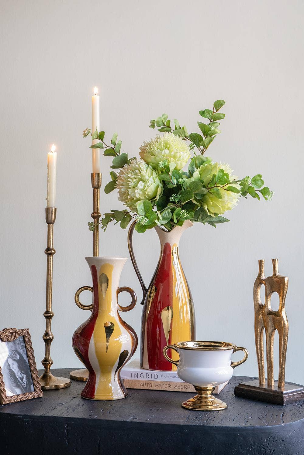 A&B Home Group Inc. - Wholesale Vase - 8.5x6x6" White Ceramic Flower Vase with Gold Electroplating2