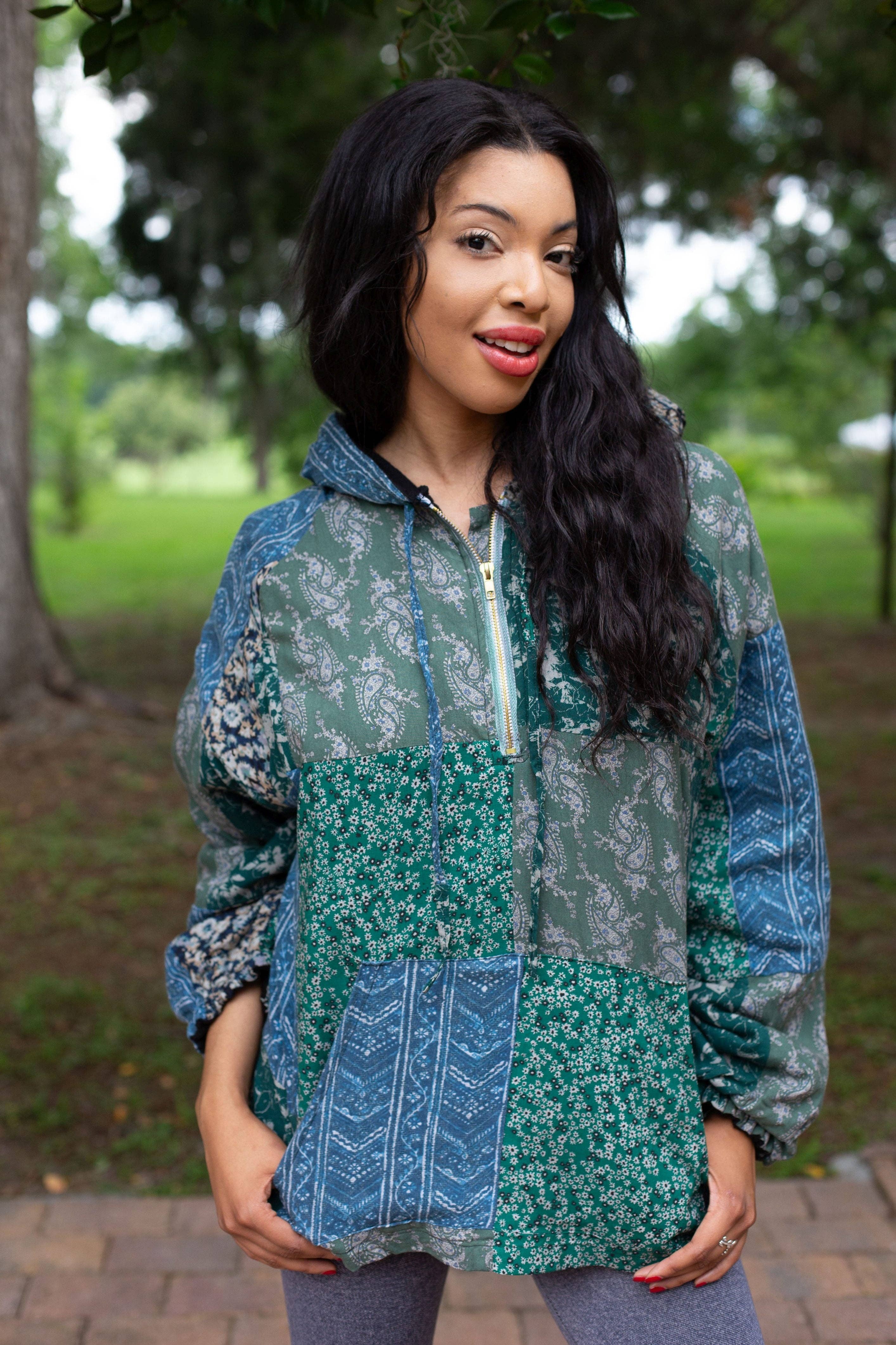 Sacred Threads - Wholesale Hoodie - Women's - Patchwork Rayon Hoodie1