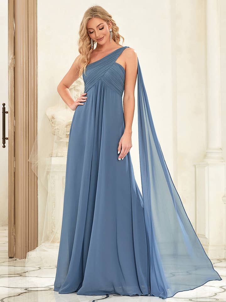 Ever-Pretty - Wholesale Gown – Women's - Elegant Pleated One-Shoulder Bridesmaids Dress23