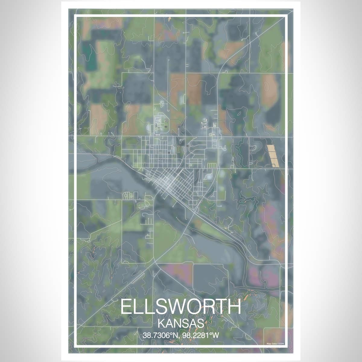 JACE.design - Wholesale Art Print - Ellsworth KS Map Print Afternoon2