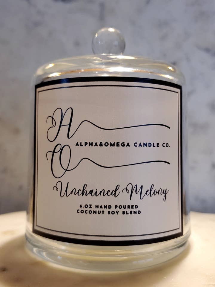 Unchained Melony 6 oz Coconut Soy Blend for wholesale by Alpha & Omega Candle Co.