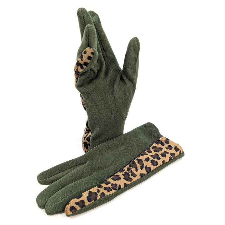 Black Ginger – wholesale Gloves – Women's – Animal Print Brushstroke Gloves - Dark Green5