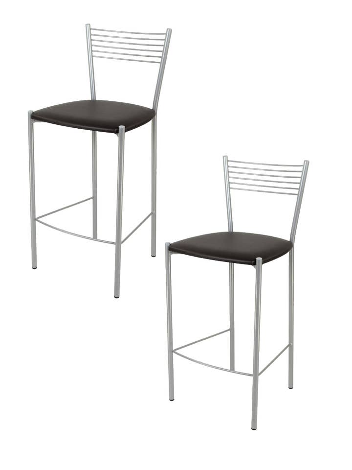 Bancos altos de aço Elegance, assento de imitação de couro mocha por atacado de Tommychairs