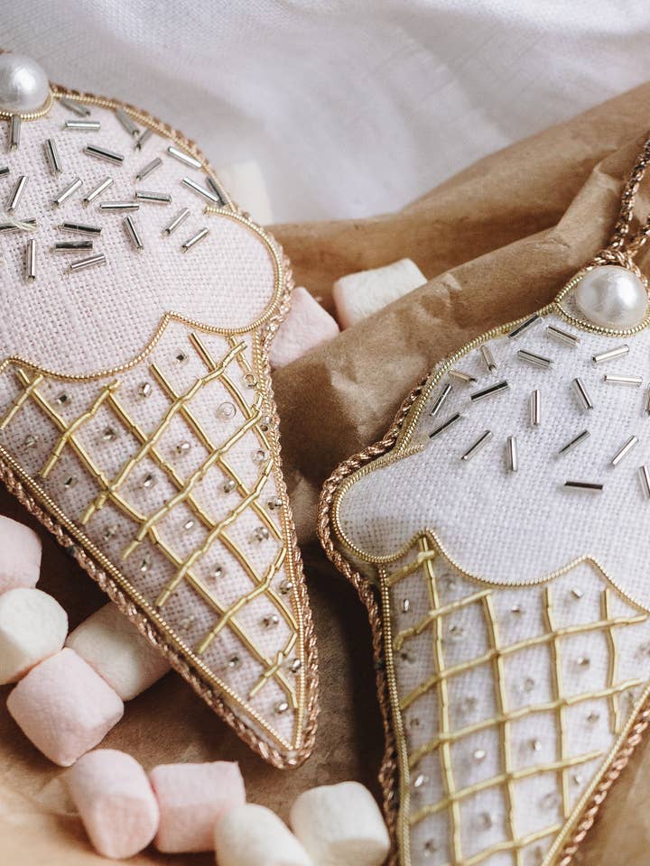 (12 pcs) Assortment Handmade Ice Cream Linen Summer Ornament for wholesale by Katie Larmour Linen