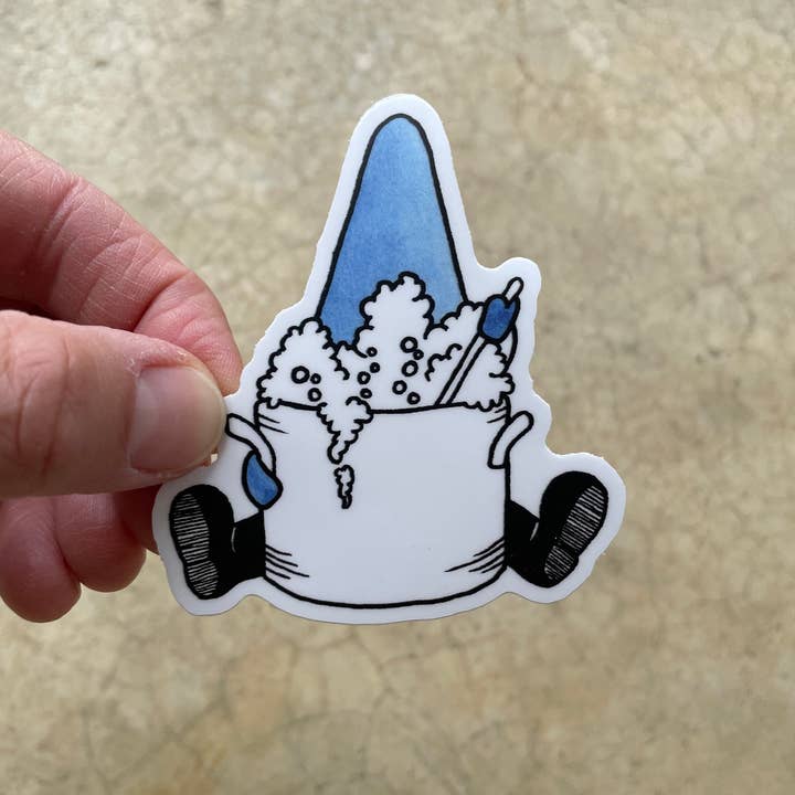 Gnome cooking vinyl sticker for wholesale by KM Art and Design