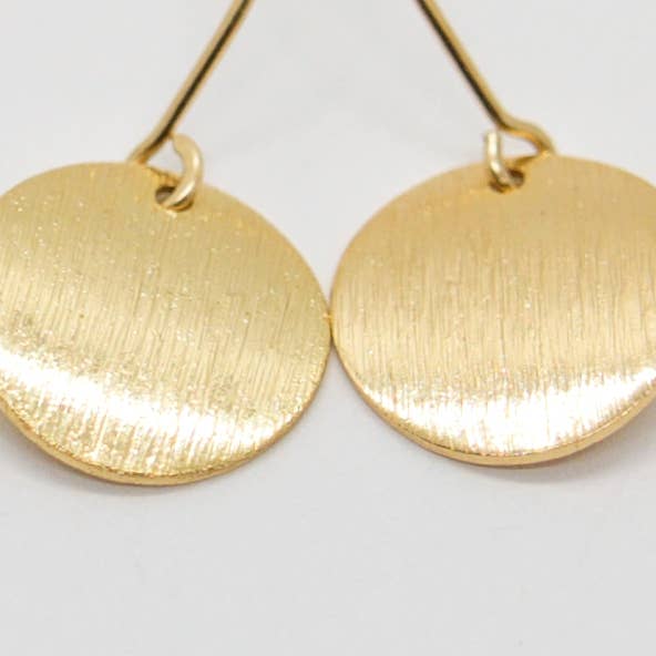 Sista Jewelry - Wholesale Dangle Earrings - Long gold earrings with textured platelets2