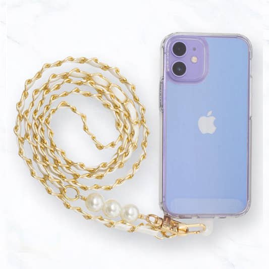 Suzie Q USA - Wholesale Phonecase Strap - Faux Leather Chain Phone Strap with Pearls1