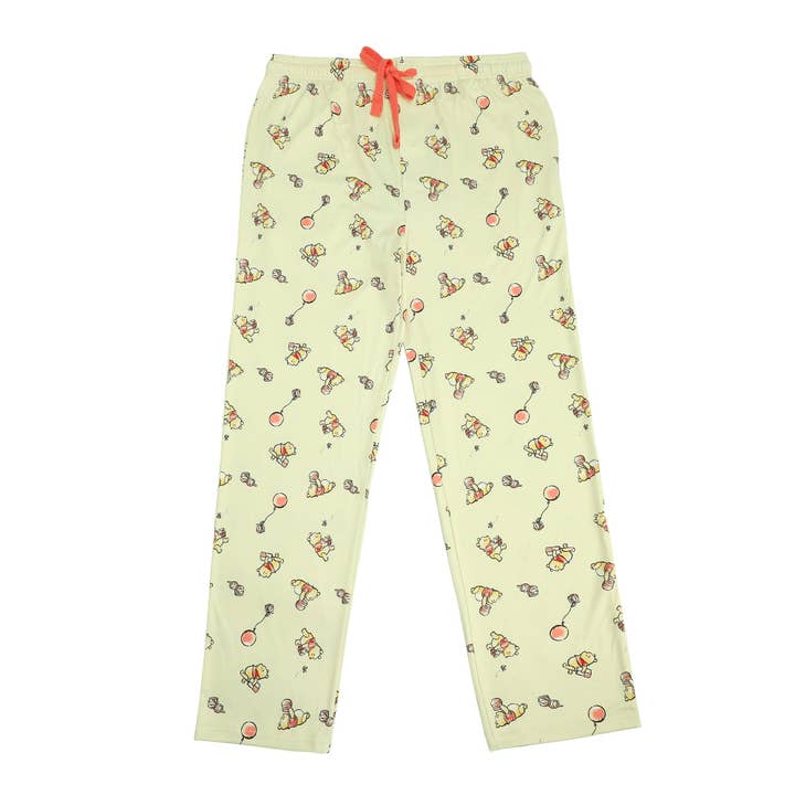 Winnie The Pooh Balloons & Honey Men's Off-White Sleep Pajama Pants for wholesale by Bioworld Merchandising