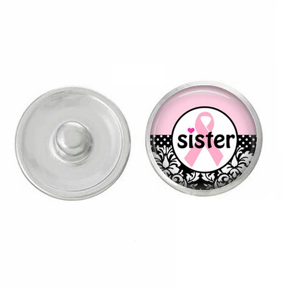 Say It in A Snap Jewelry – Großhandel Individueller Charm/Anhänger – Bewusstsein Brustkrebs „Sister“ Snap für Schmuck