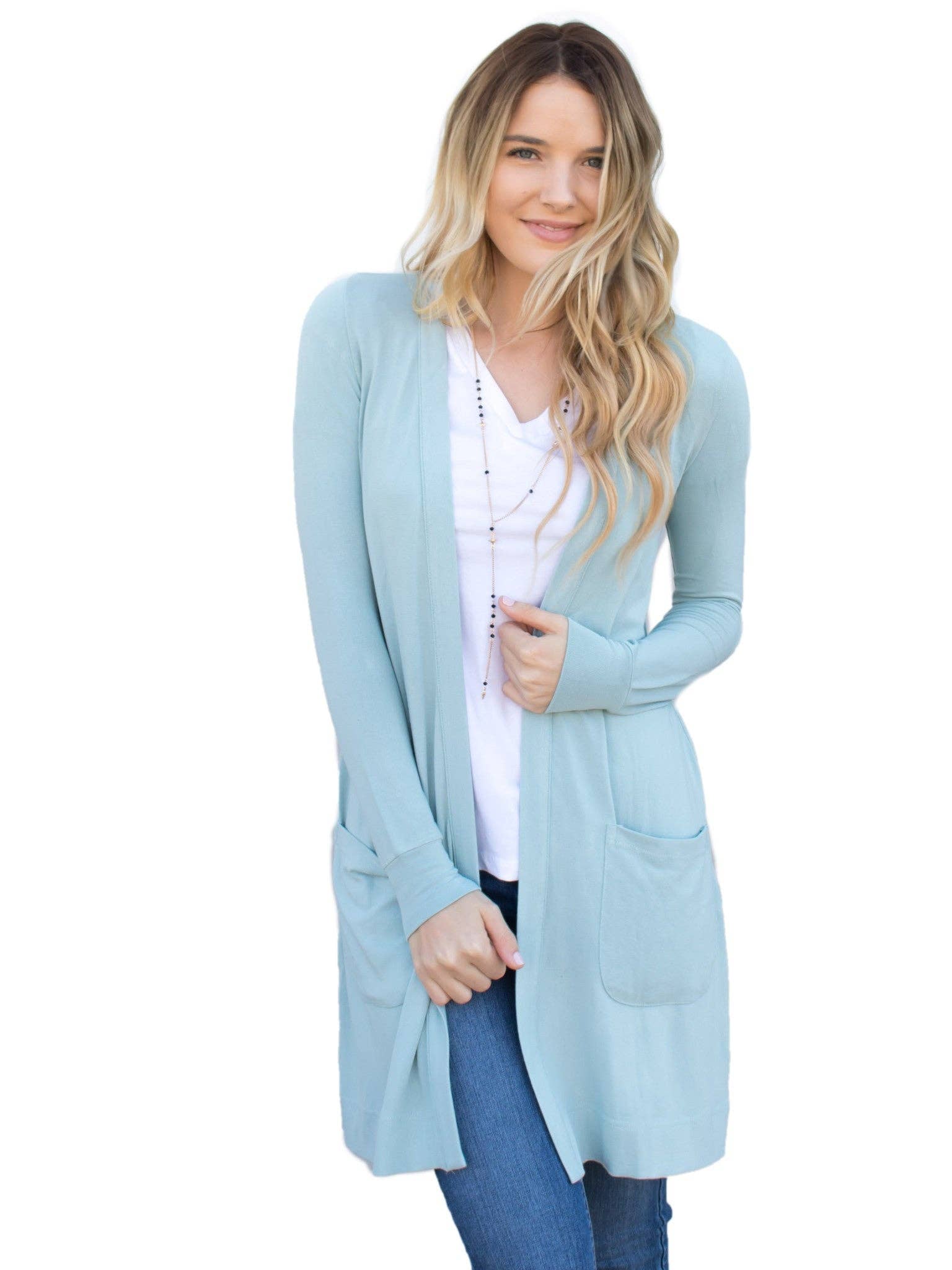 Tickled Teal - Wholesale Cardigan - Women's - Long Pocket Cardigan17