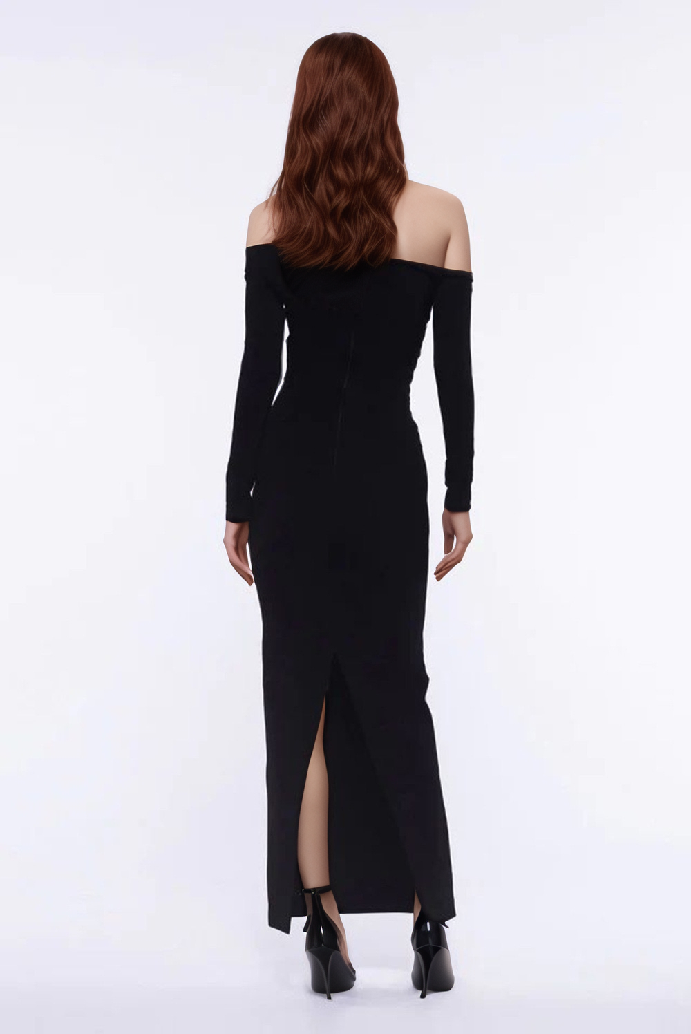 Black SY475 Elegant Floral Tube Top Backless Slit Dress for Women for wholesale on Faire3