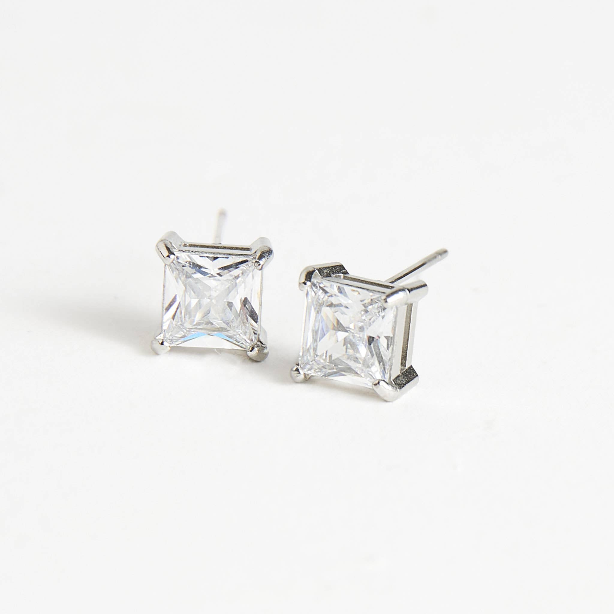 Howard's – wholesale Stud/post earrings – Waterproof Earrings 6mm Square Cubic Zirconia Stud Narelle5