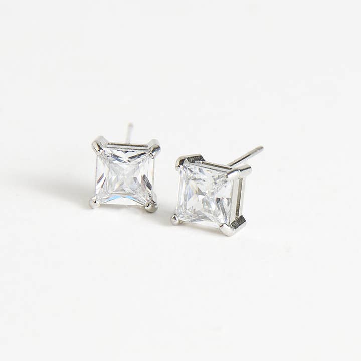 Howard's - Wholesale Stud/Post Earrings - Waterproof Earrings 6mm Square Cubic Zirconia Stud Narelle5