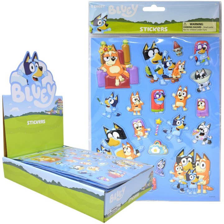 Deluxe Import Trading - Wholesale Sticker - Kids & Baby - Bluey Raised Sticker Sheet in Display