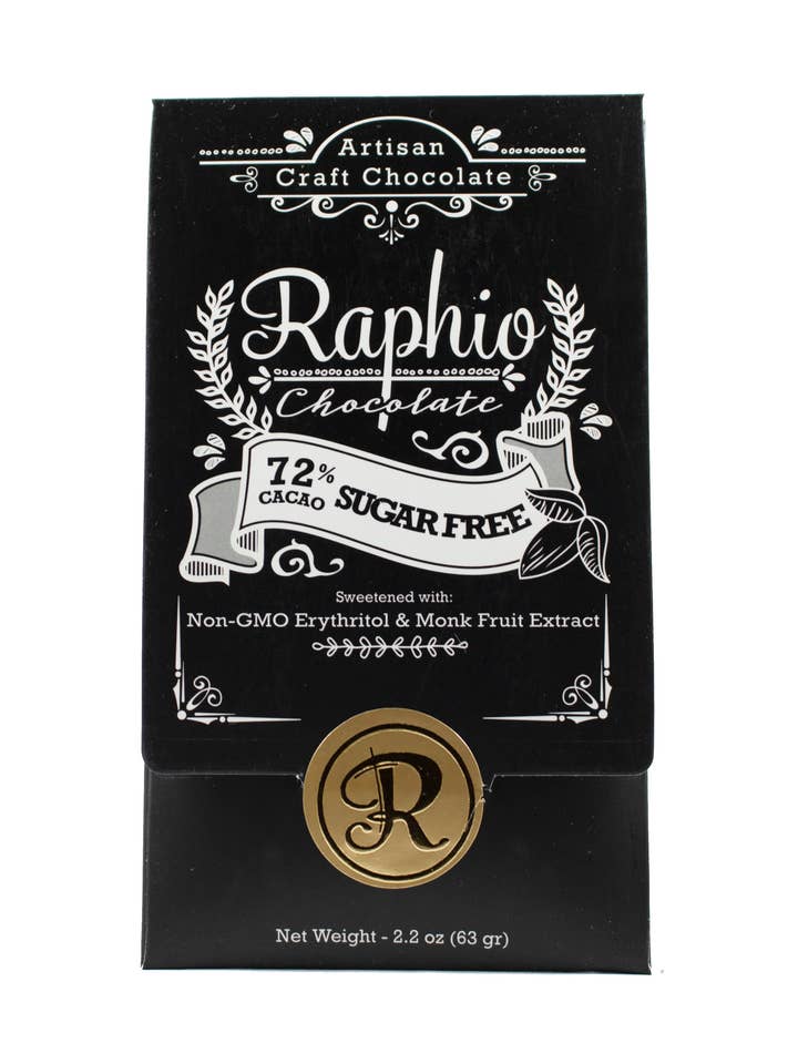 72% Zuckerfreie Zartbitter Schokolade für den Großhandel von Raphio Chocolate