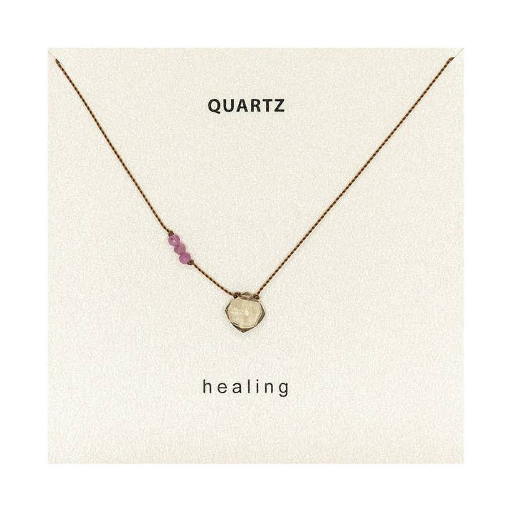 Colar de Cura com Quartzo Fumê e Turmalina Rosa por atacado de Soulsilk