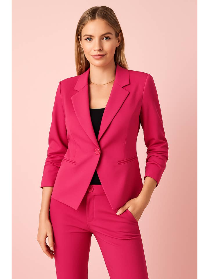 Afinity - Wholesale Blazer - Women's - Plain blazer A6077 for women with ruched sleeves28
