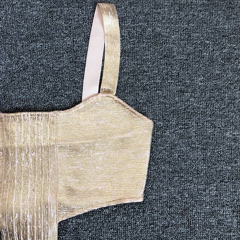 SY115 Gold Glamour Bandage Suspender Midi Skirt for wholesale on Faire7