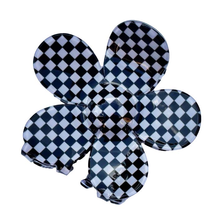 Black Checkered Daisy Claw Clip for wholesale by Lady Eleanor & Co