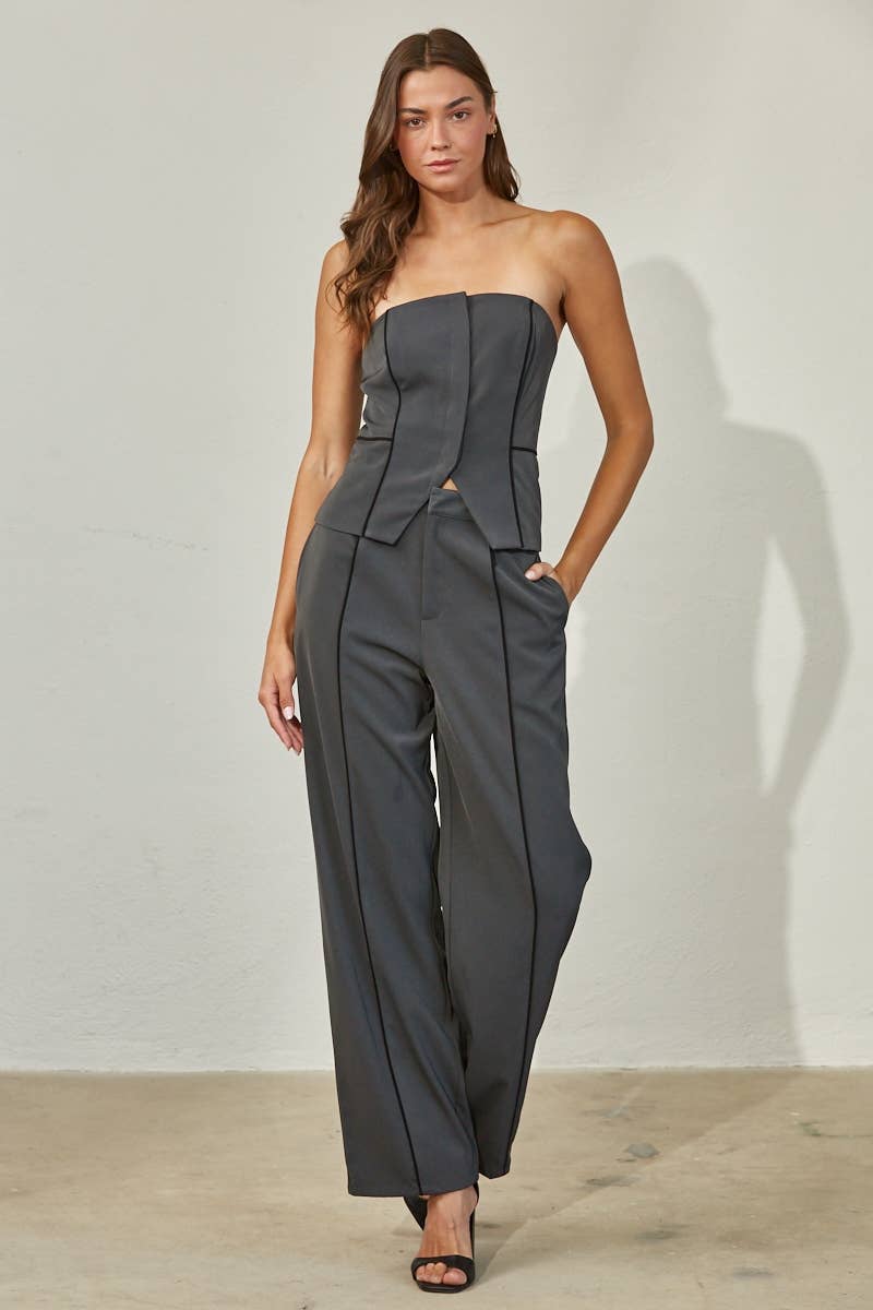 Edit by Nine - Wholesale Pants - Women's - High Waisted Piping Seams Front Dress Pants7