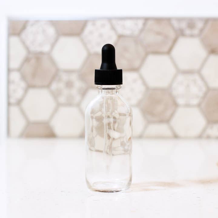 Matrix Aromatherapy - Wholesale Essential Oil Holder - 2oz Empty Clear Glass Dropper Bottle2