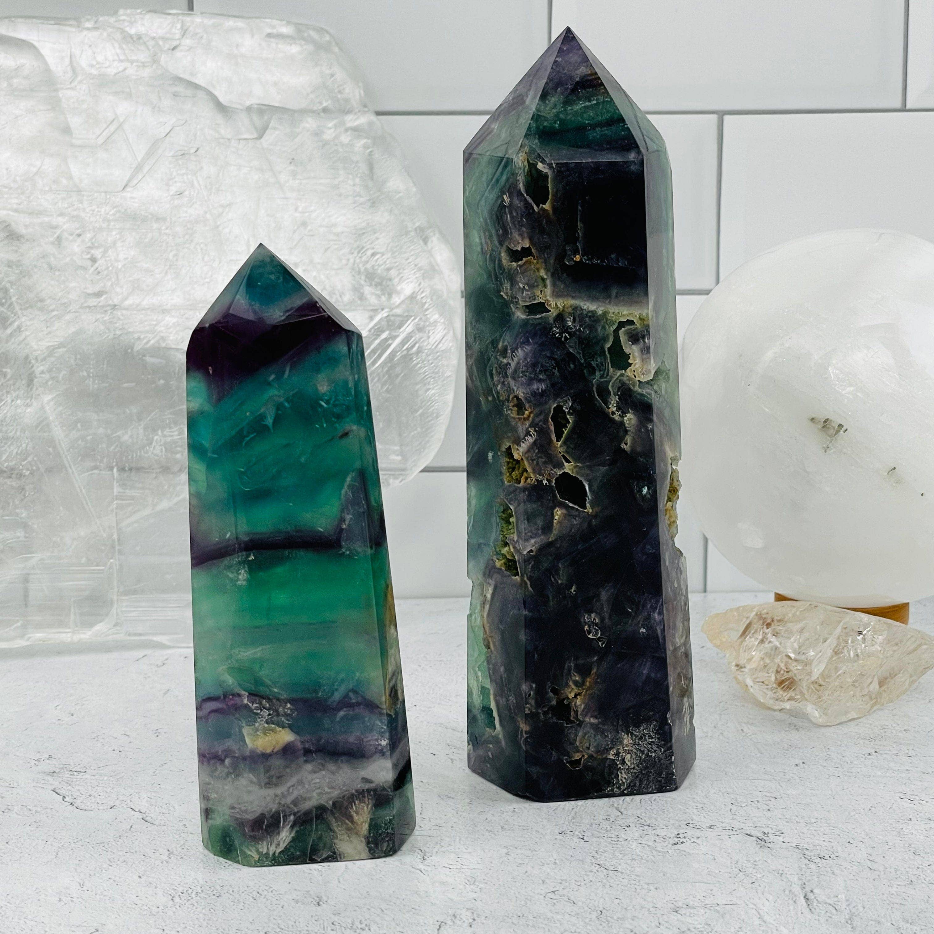 Rock Paradise - Wholesale Spiritual Stone/Crystal - Crystal Rainbow Fluorite Polished Point Towers - By Weight7