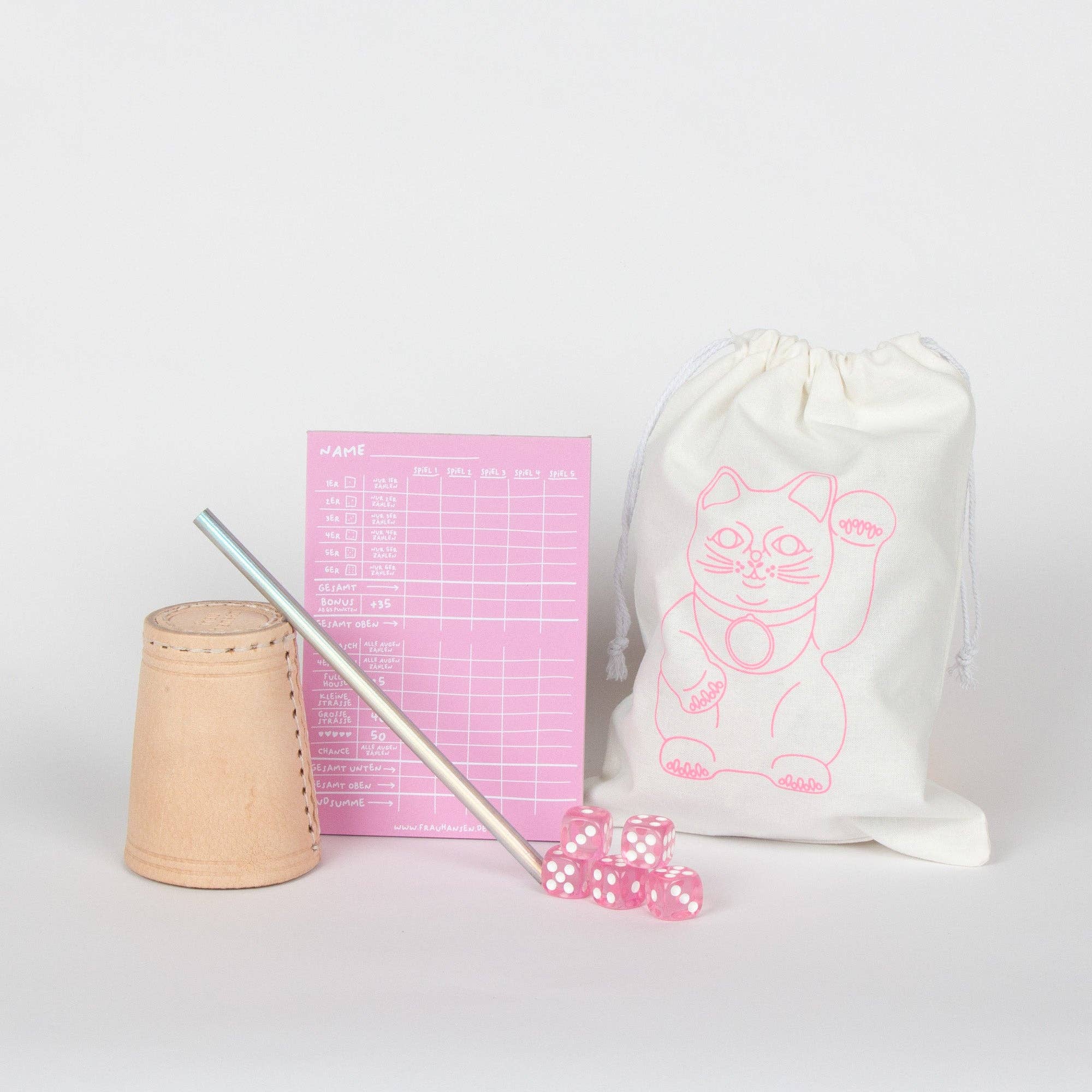 Frau Hansen - Wholesale Dice - Dice Game PINK Set of 5 (Pack of 6)0