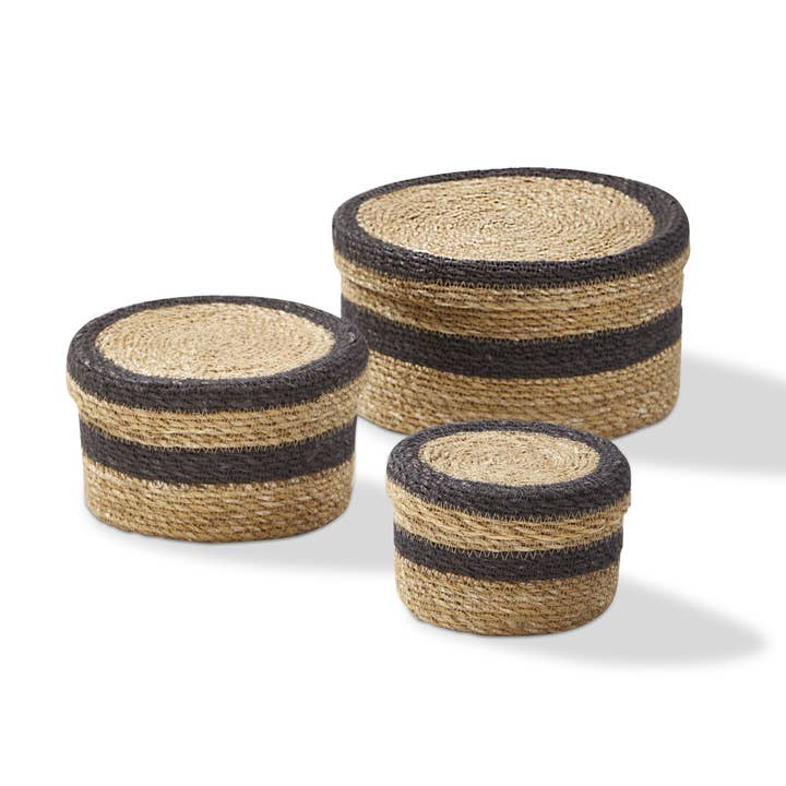 Round Box With Lid Set of 3 Multi Seagrass Everyday for wholesale by tag