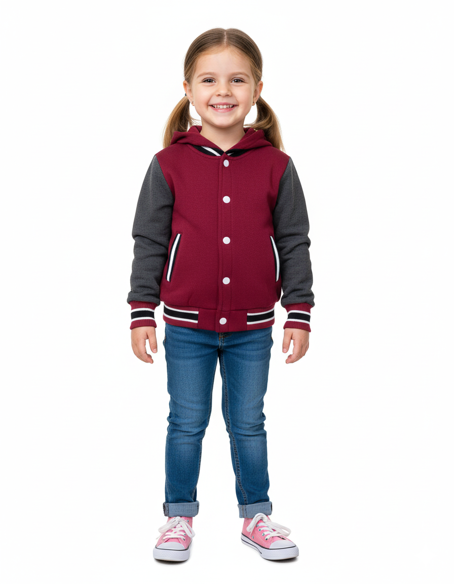 Unik - Wholesale Varsity/Baseball Jacket - Women's - Plain Varsity Fleece Hoodies 2-4 1