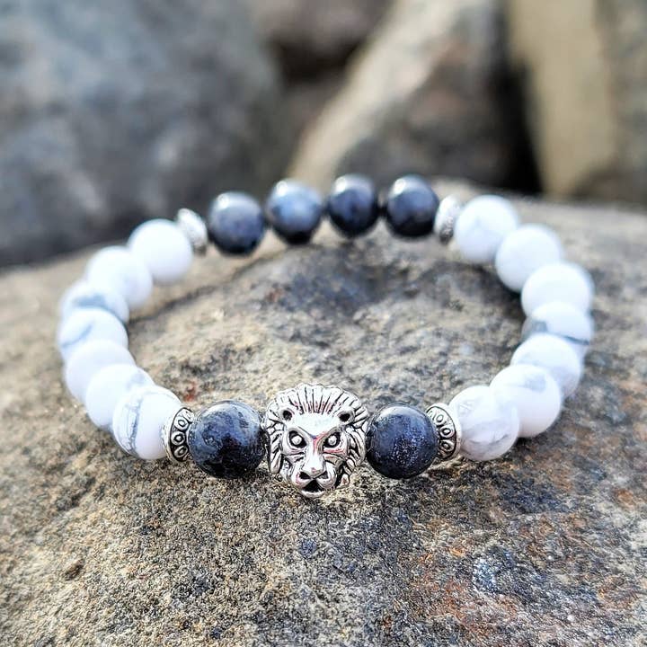 Majestic Lion Howlite & Larvikite Bracelet for wholesale by Most Radiant Beads LLC