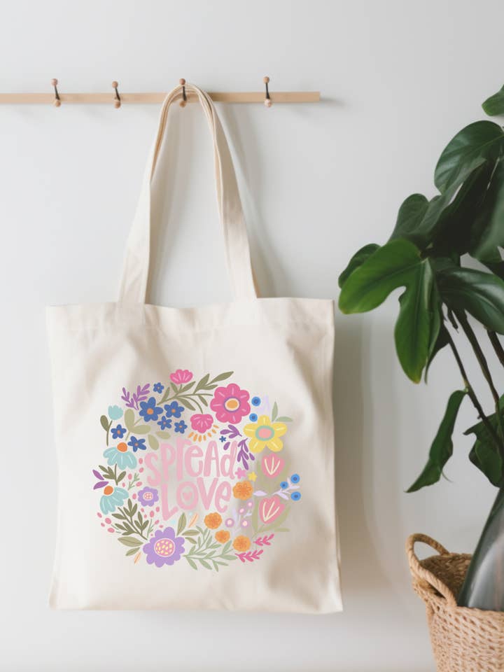Spread Love Canvas Tote Bag for wholesale by EnchantingSunshine