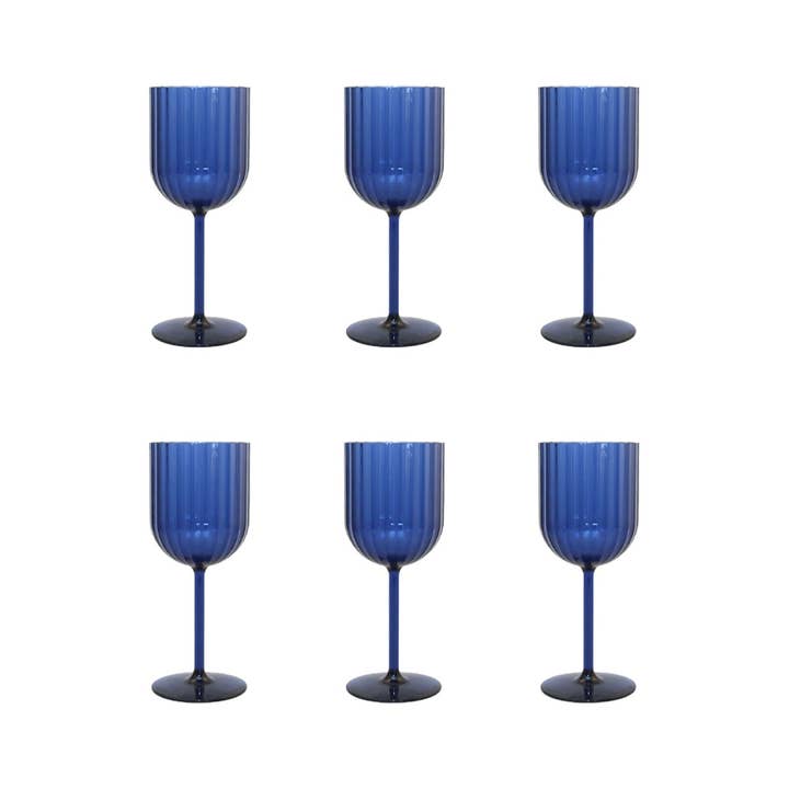 AULICA - Wholesale Wine Glass - Blue Acrylic Wine Glasses - Set of 6