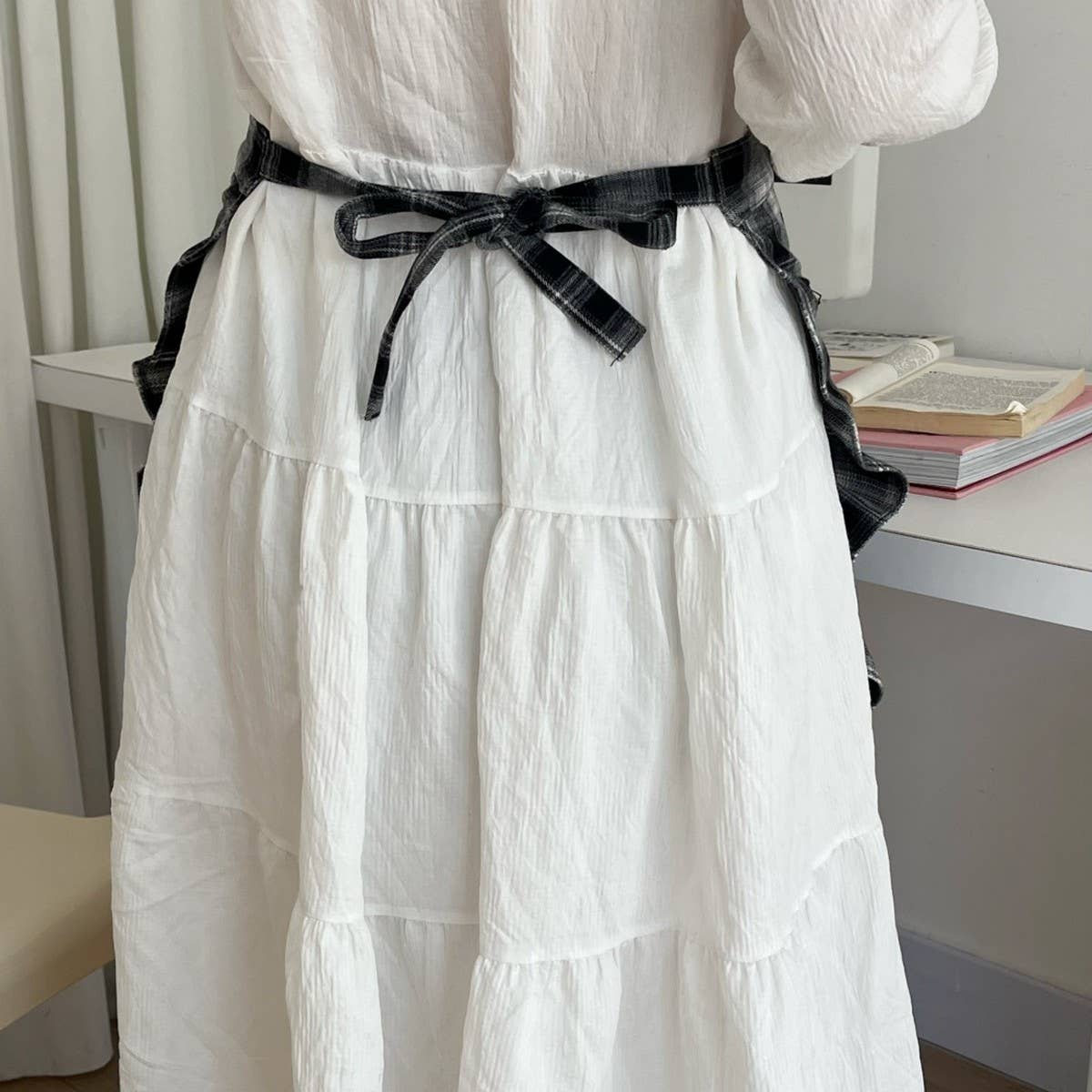 ACCITY - Wholesale Apron - HALF-BODY FALLEN LEAVES PLAID APRON_CWMM58007