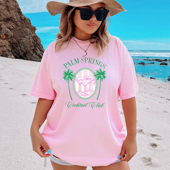 Palm Springs, Trendy T Shirt, Graphic Tee, Cocktail Club for wholesale by Bash