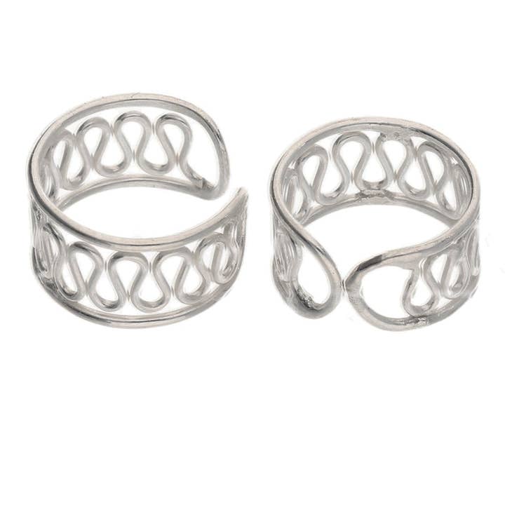 Sterling sølv sammenrullet Wirework øre manchet par øreringe for engroshandel hos Silver Insanity