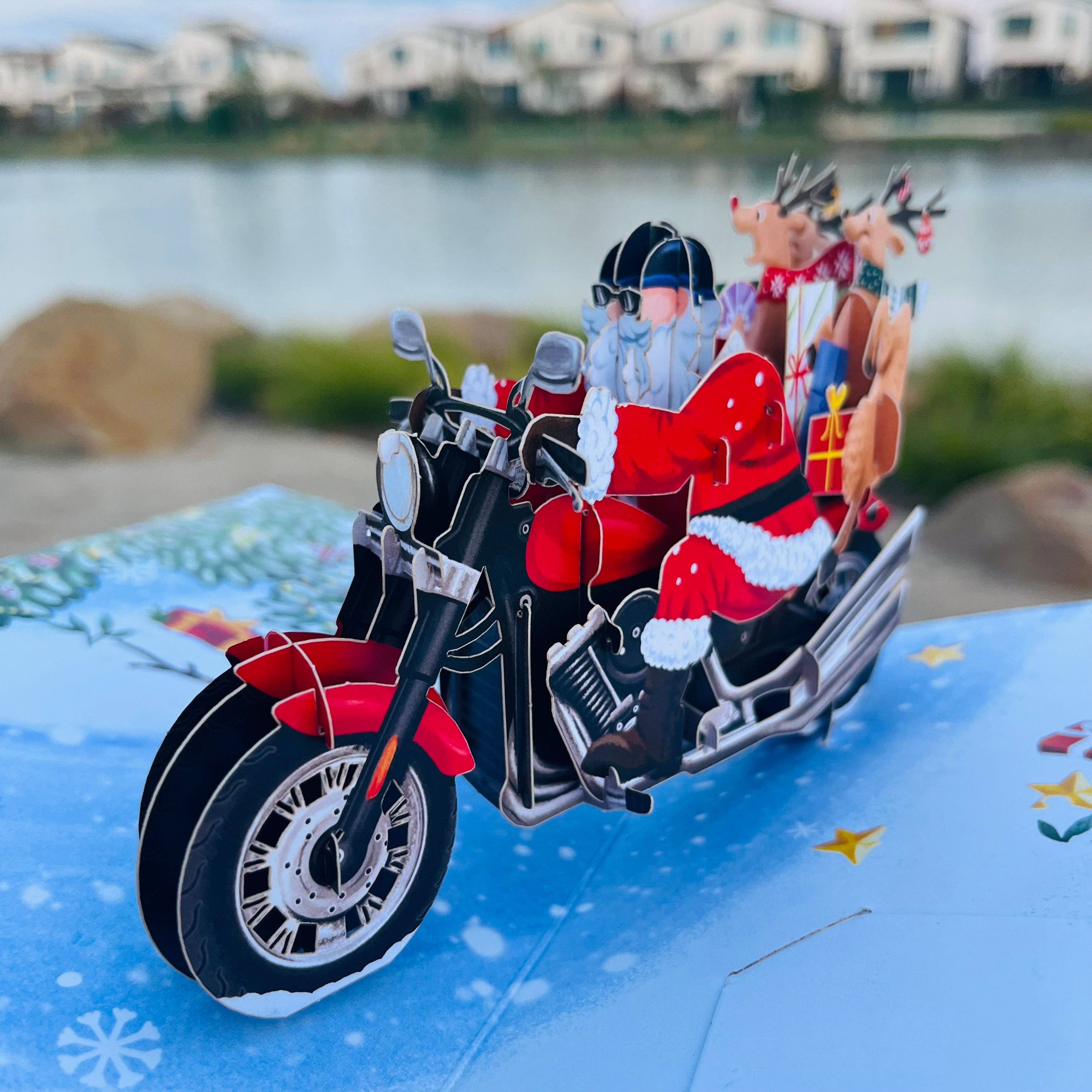 The Paper Mix – wholesale Christmas card – Santa Claus Riding Motorcycle 3D Pop Up Greeting Card4