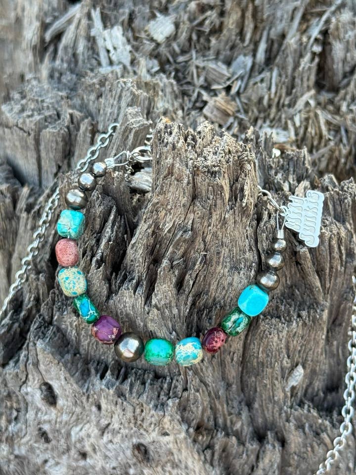 Sterling Silver Jasper Turquoise Bracelet for wholesale by Wild Junkie