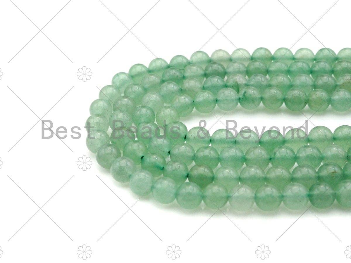BestBeads&Beyond - Wholesale Beads - Quality Round Smooth Green Aventurine Beads, 6mm/8mm/10mm/12mm Green Aventurine Beads, 15.5'' Full Strand, UA1822