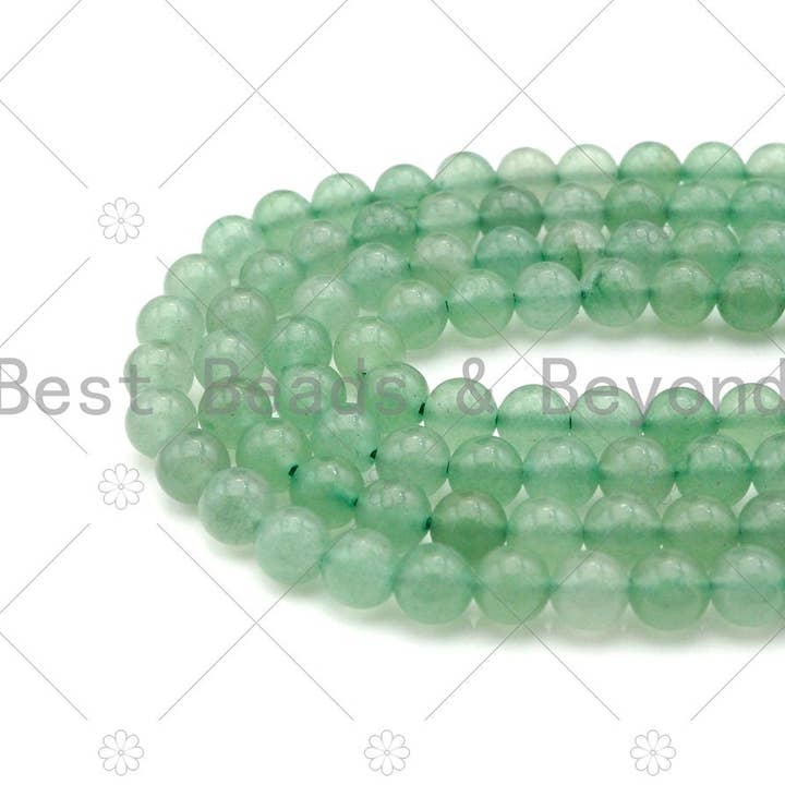 BestBeads&Beyond - Wholesale Beads - Quality Round Smooth Green Aventurine Beads, 6mm/8mm/10mm/12mm Green Aventurine Beads, 15.5'' Full Strand, UA1822
