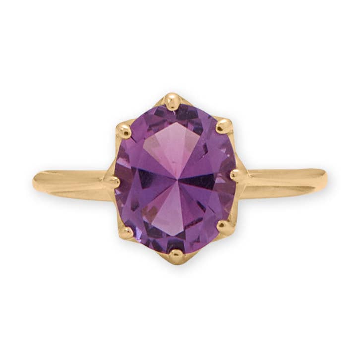 Bague en or 14 carats avec améthyste taillée avec précision pour la vente par Silver Stars Collection