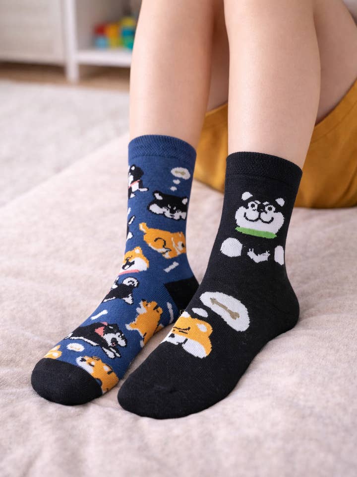 Happy Puppy Kids Crew Socks for wholesale by Marc JoJo