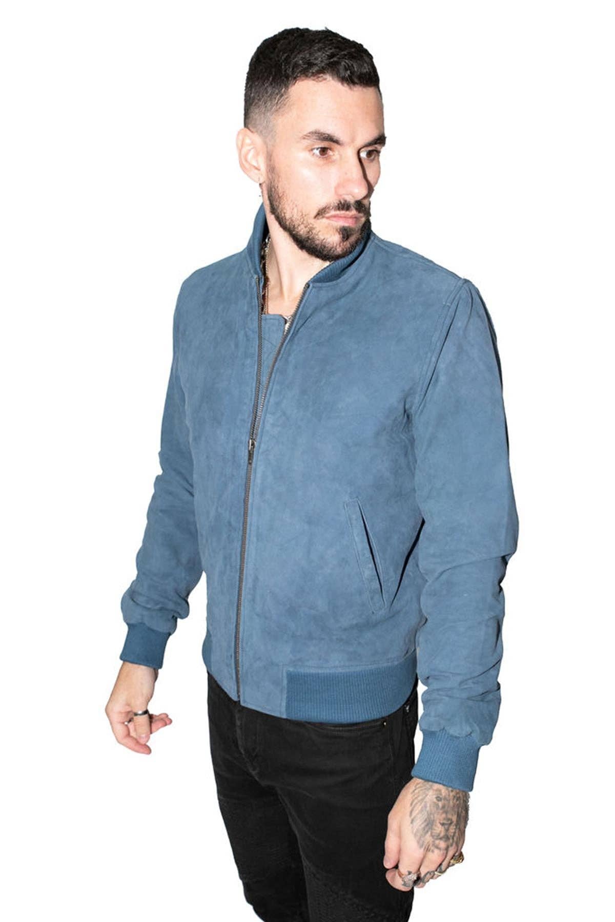 Infinity Leather (Upperclass Fashions Ltd) - Wholesale Bomberjack - Heren - Heren Retro Geiten Suède Varsity Leren Bomberjack-Athene3