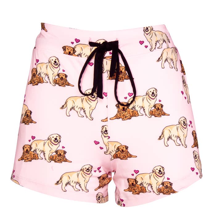Amanda Blu - Wholesale Sleepwear Bottom - Women's - Puppy Love Pajama Shorts | Pink Hearts Puppy Dog PJ Bottoms