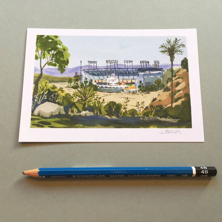 Dodger Stadium - Los Angeles Landmark - ART PRINT - CALIFORN for wholesale by doodle dose