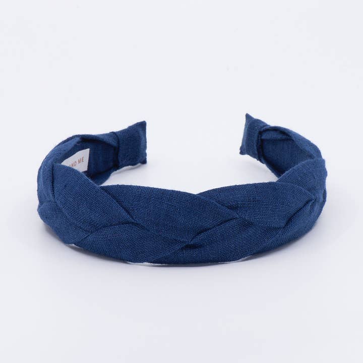 Maddie and Me Handmade - Wholesale Fashion Headband - Women's - Navy Blue Braided European Linen Headband | Neutral Headband1