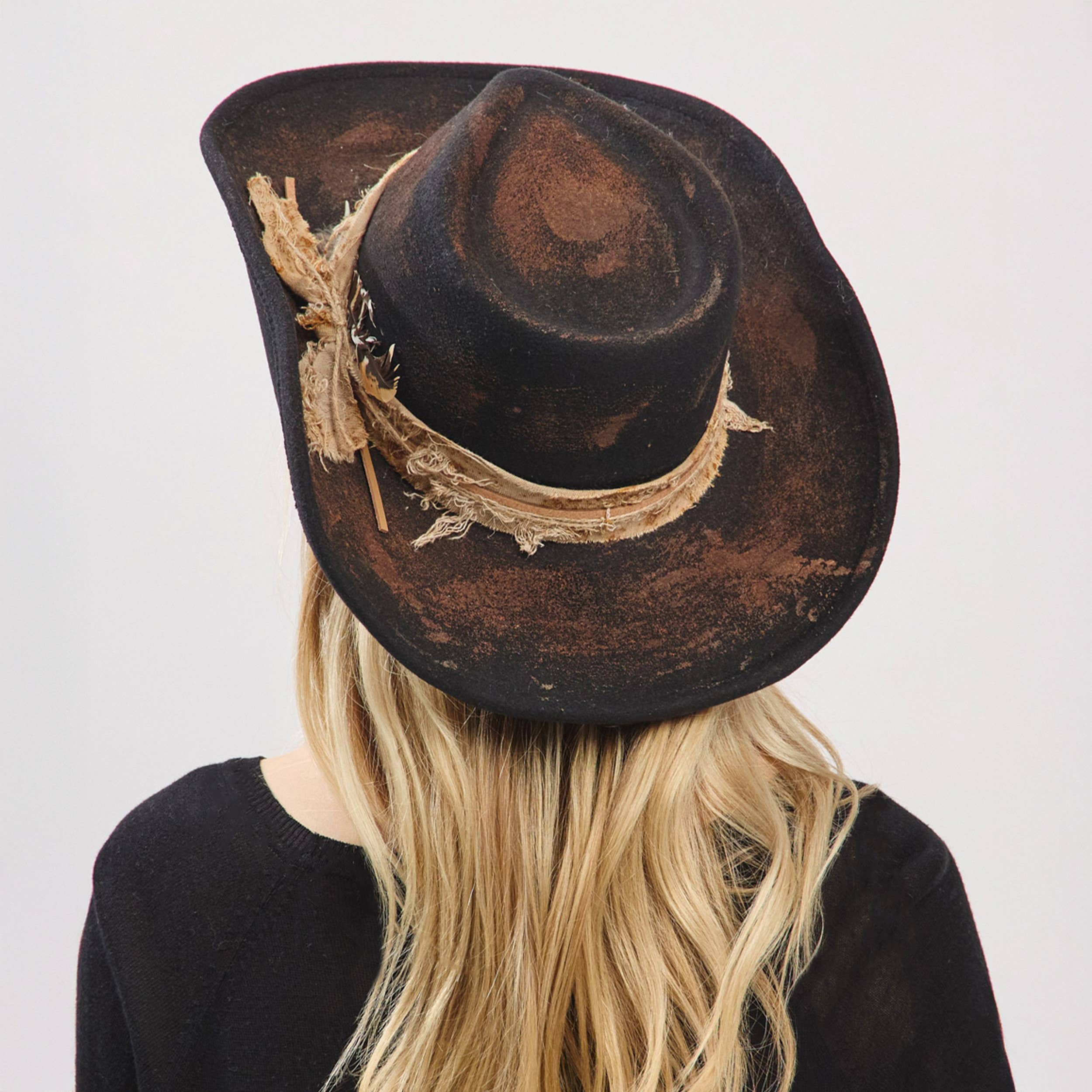 Hana - Wholesale Cowboy Hat - Women's - Rustic Cowgirl with Feather Fedora Hat11