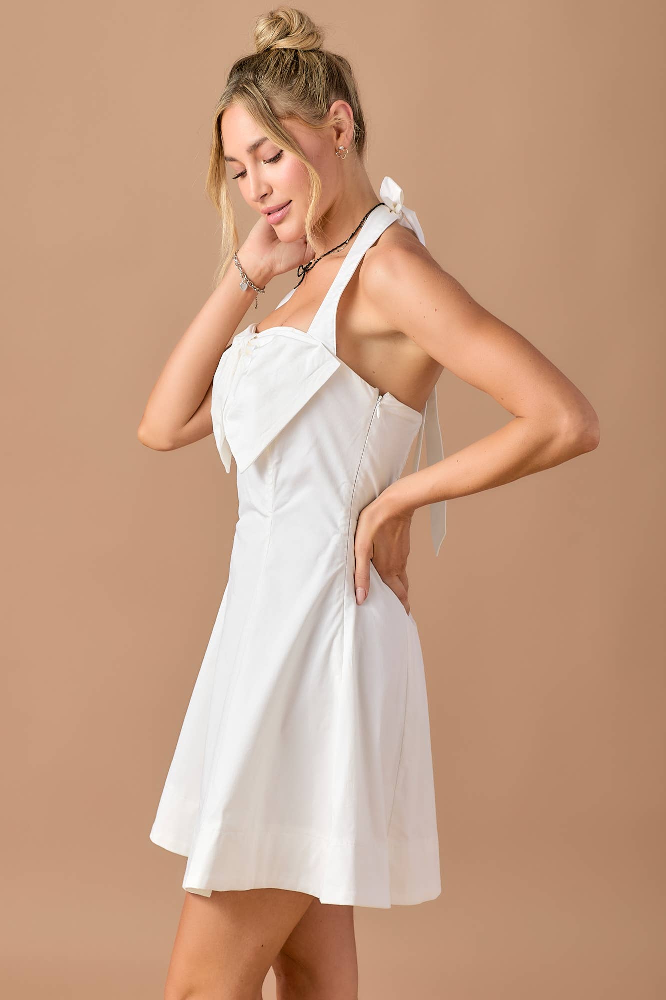 BABY PINK - Wholesale Dress - Women's - Big ribbon chest sleeveless mini dress18