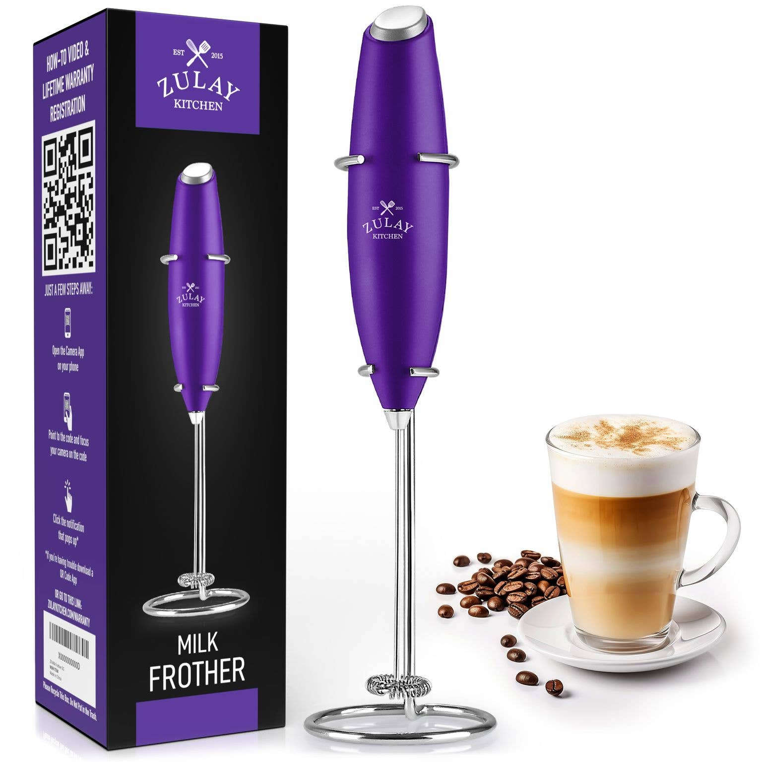 Zulay Kitchen - Wholesale Kitchen Tool/Gadget - Powerful Handheld Milk Frother - With Stand20
