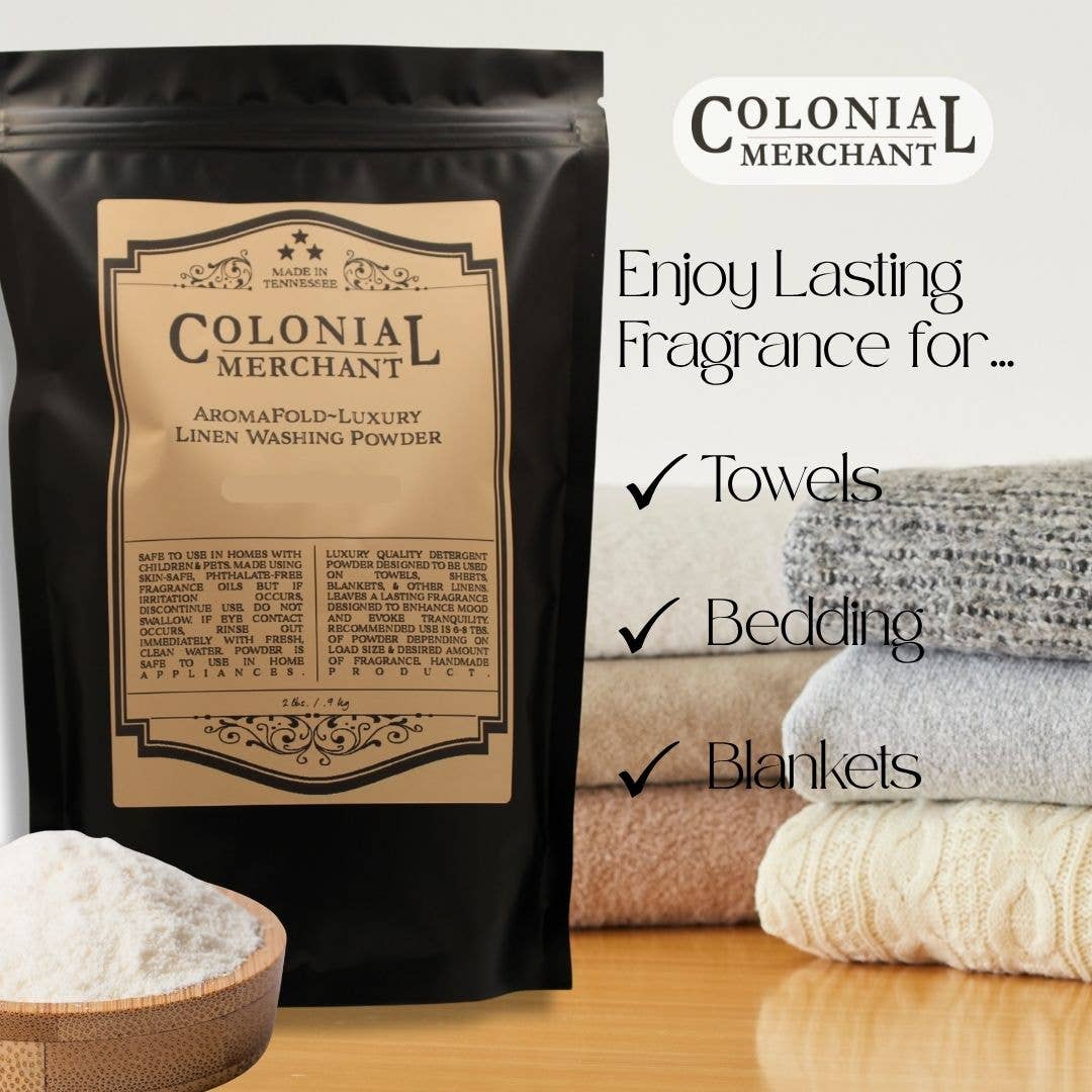 Colonial Merchant - Wholesale Laundry Detergent Powder/Pods - 2 lb. Christmas Tree Cake Linen Wash Powder - Almond Vanilla5
